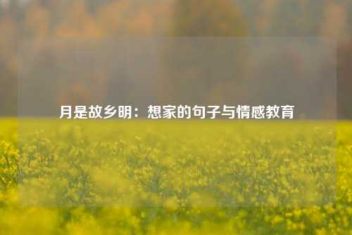 月是故乡明：想家的句子与情感教育